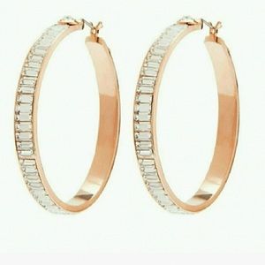 Henri Bendel Baguette Crystal Hoop Earrings